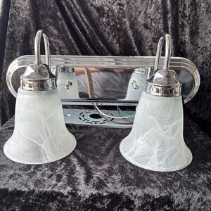 Millennium Lighting 2 Light Vanity Light, Chrome/Faux Alabaster 18 Inches